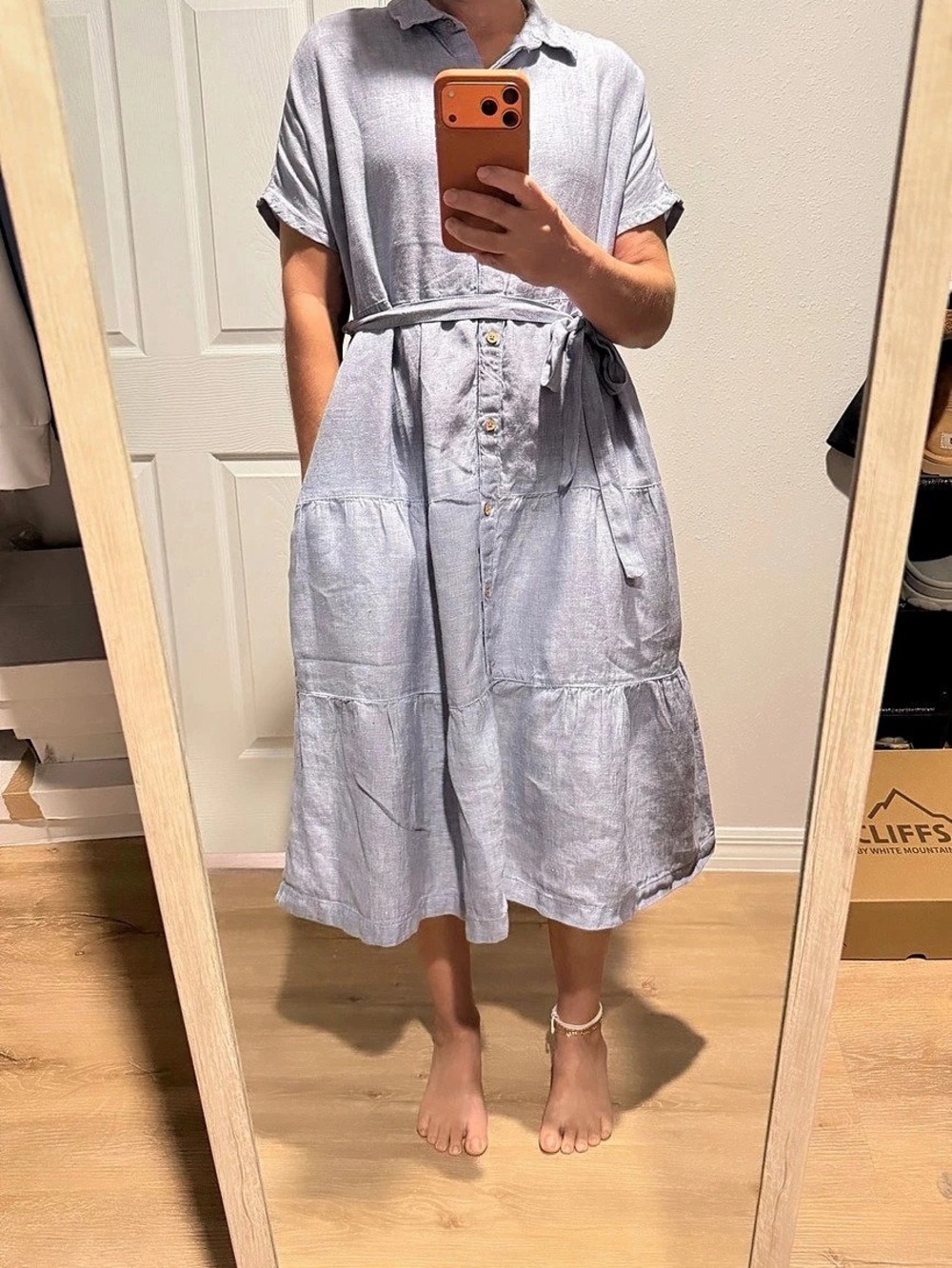 Cynthia Rowley Linen Midi Dress in Blue